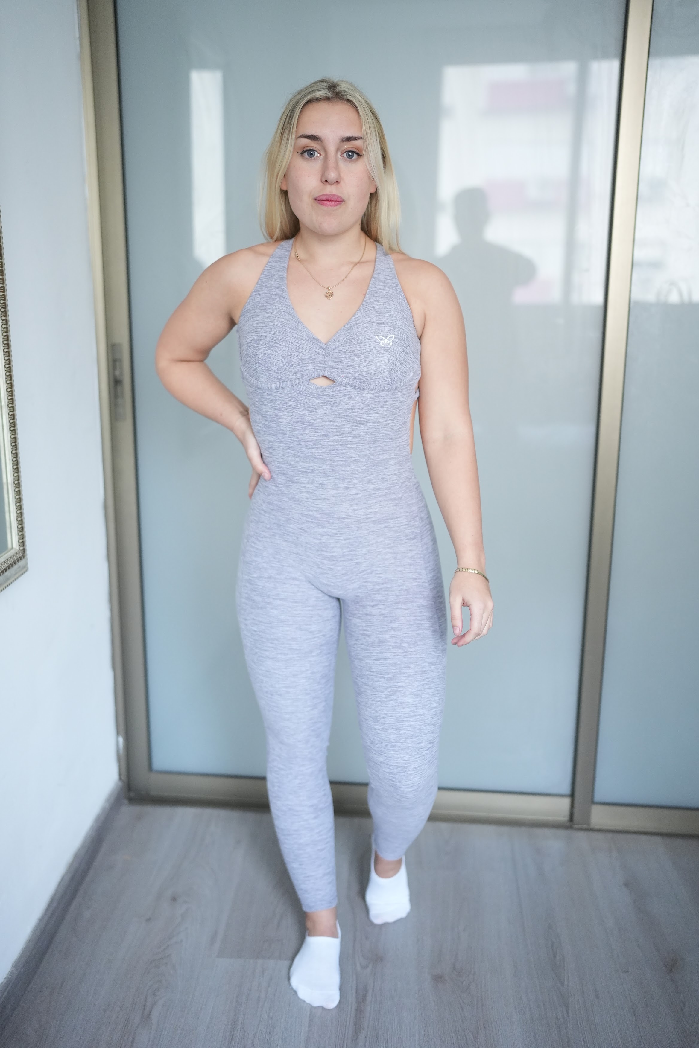Gray Heather Cross-Back Jumpsuit